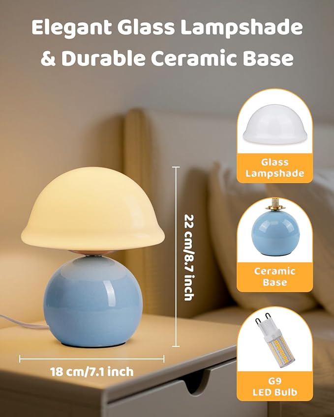 Mushroom Table Lamp for Bedroom, Cozy Bedside Lamp