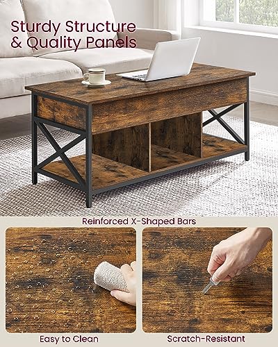 Lift Top Coffee Table with Storage Shelf