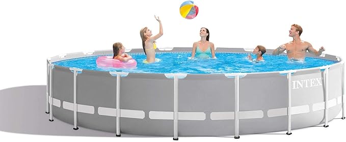 Intex 26731EH Prism Frame Premium Above Ground Swimming Pool Set: 18ft x 48in – Includes 1500 GPH Cartridge Filter Pump – Removable Ladder – Pool Cover – Ground Cloth