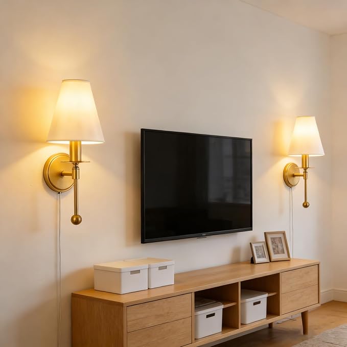 Plug in Dimmable Wall Lamp, Plug-in or Hardwired Installation Wall Sconce