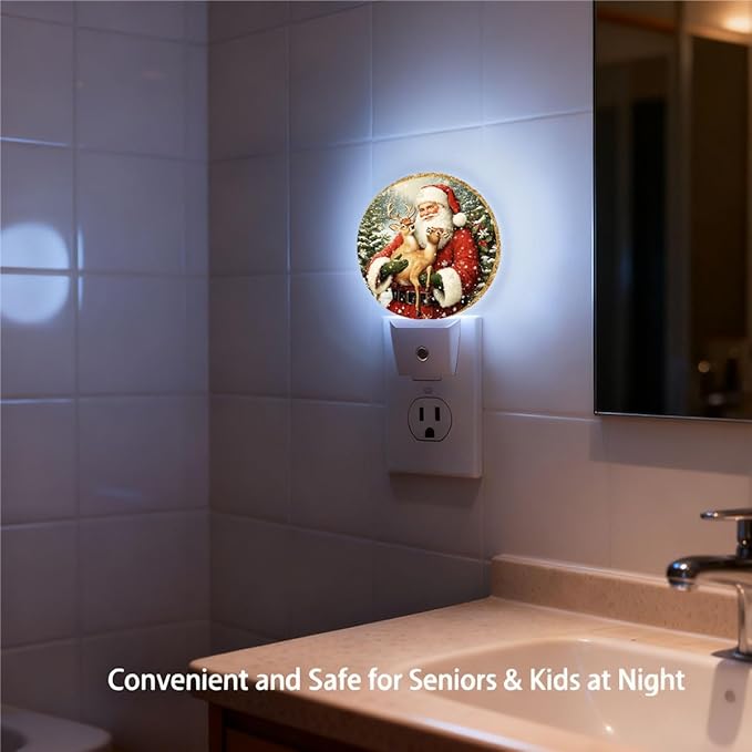 Plug-in Festive Christmas Scene Night Light Santa Claus