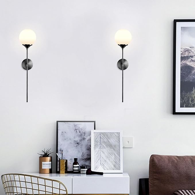 KCO Lighting Mid Century Modern Bathroom Wall Light Minimalist Black Slim Wall