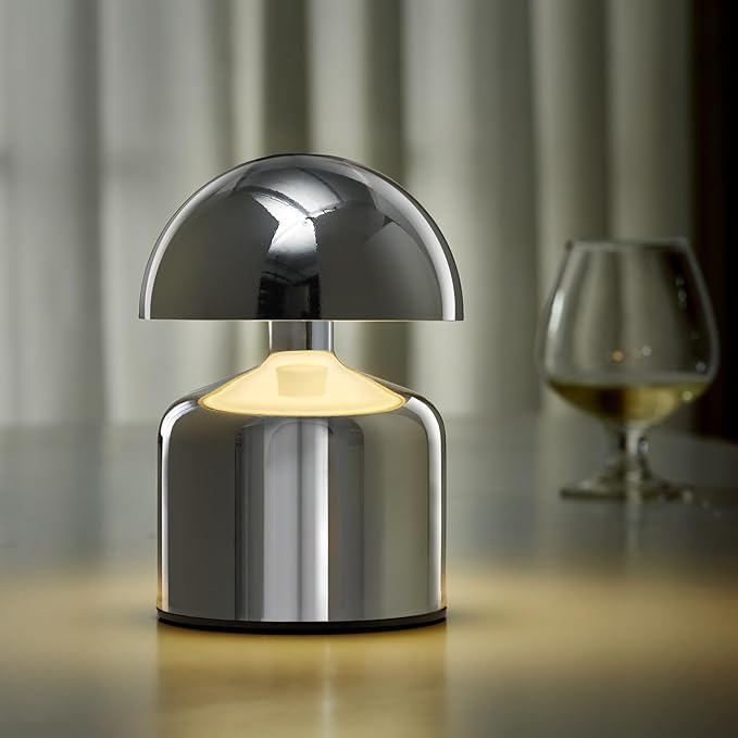 Modern Cordless Mushroom Small Table Lamp Touch LED Lamps, 3-Way Dimmable