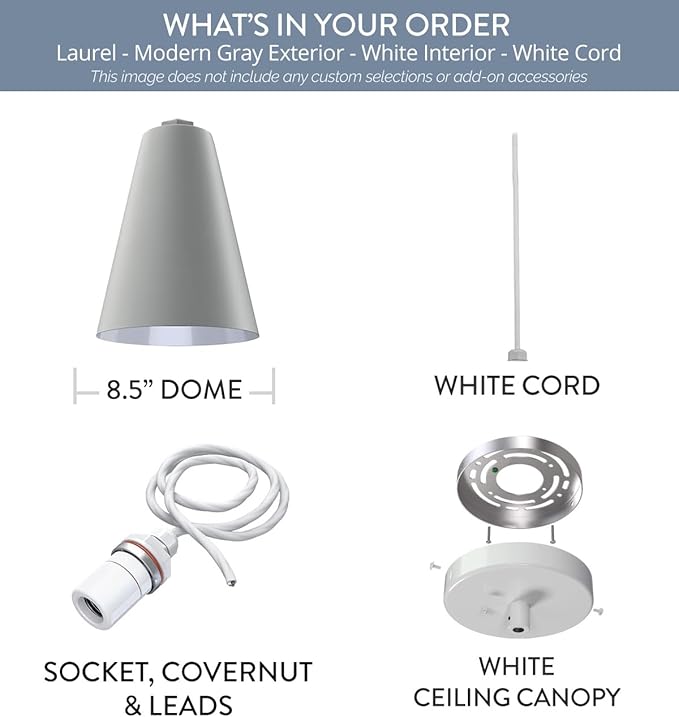 Steel Lighting Co. Laurel Pendant Light | Ceiling Mounted | 8.5 inch Cone Shade