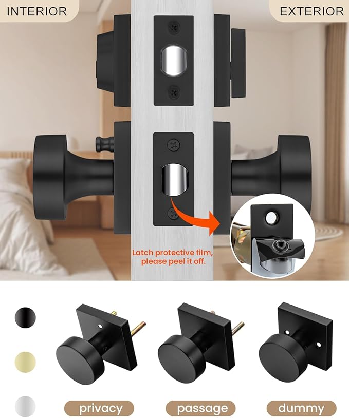 Haidms Matte Black Door Knobs