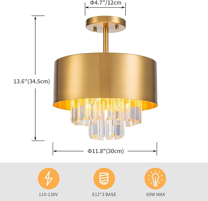 3-Light Luxury K9 Crystal Ceiling Light