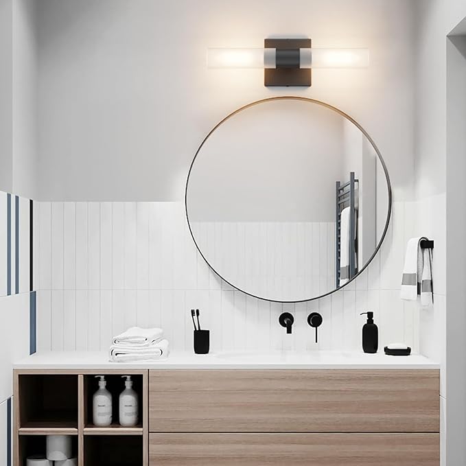 Black Wall Sconces Set of Two, 15.7in Dimmable Hardwired LED Sconce Lighting