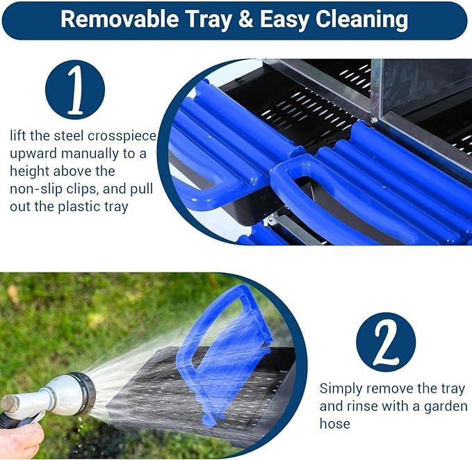 [6-Pack] Chicken Nesting Boxes for Hens - Galvanized Steel Wall Mount or Freestanding Chicken Nest, Removable Plastic Egg Tray & Ventilation Holes - Poultry Nesting Boxes for Egg Laying (Blue)