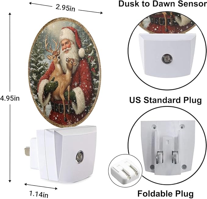 Plug-in Festive Christmas Scene Night Light Santa Claus