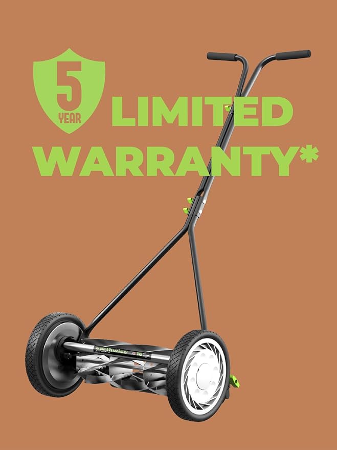 Earthwise 1715-16EW 16-Inch 7-Blade Push Reel Lawn Mower, Grey