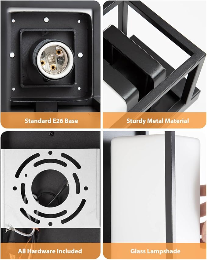 SHIMR Modern Outdoor Wall Light, E26 Base, Waterproof Exterior Sconce