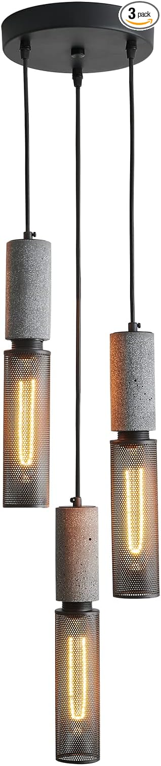 3-Light Concrete Linear Pendant Light