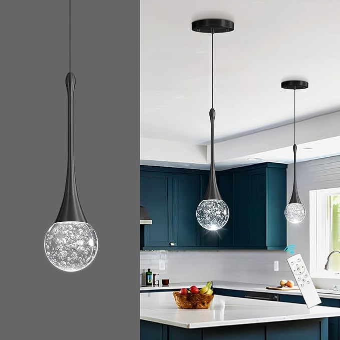 Modern Pendant Lights for Kitchen Island LED Dimmable Crystal Glam Ceiling