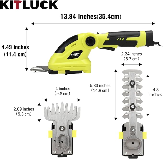 KITLUCK 8V Cordless 2-in-1 Grass Shear & Hedge Trimmer,Handheld Electric Grass Trimmer Hedge Shears/Grass Cutter Rechargeable,2000mAh Battery for Yard, Garden, Lawn Care