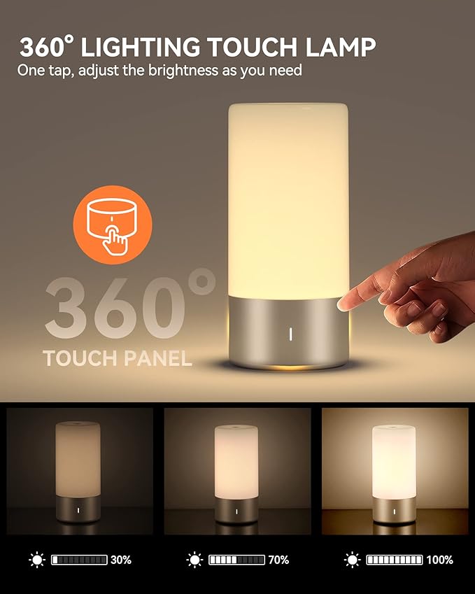 Table Lamp, Bedside Touch Control Lamp