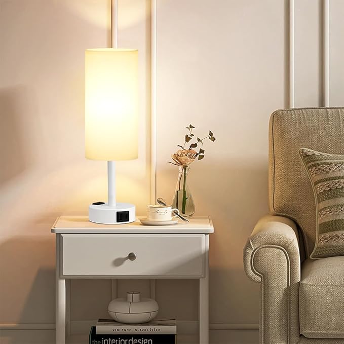 Fenmzee Matte White Bedside Table Lamp