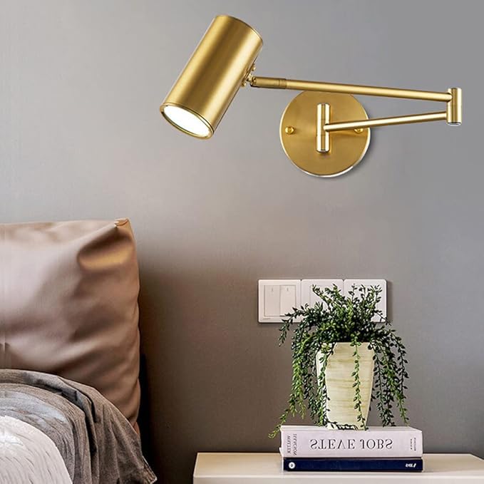 Swing Arm Wall Sconce Adjustable Wall Mount Reading Light Headboard Lamp