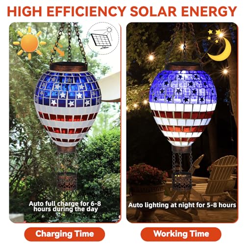 American Flag Hot Air Balloon Solar Lantern