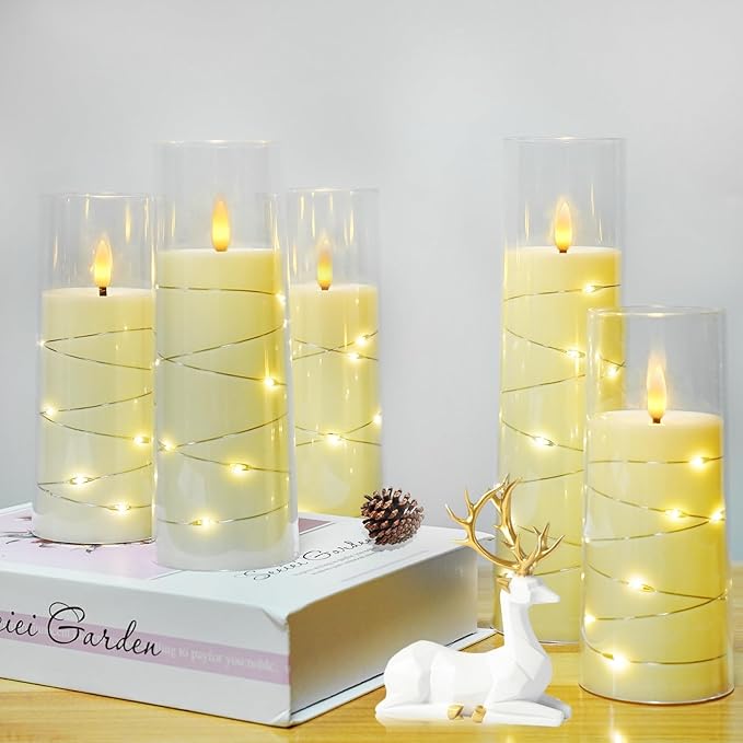 Flameless LED Candles with Timer 5 Pc Flickering Flameless Candles