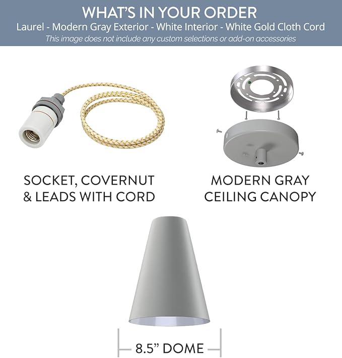 Steel Lighting Co. Laurel Pendant Light | Ceiling Mounted | 8.5 inch Cone Shade