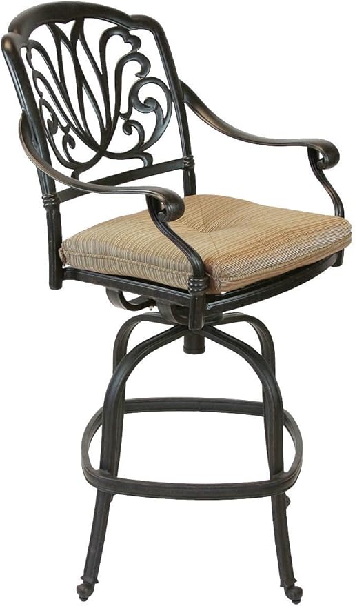 Elizabeth Cast Aluminum Powder Coated 5pc Party Bar Set with Party Bar Table - Antique Bronze