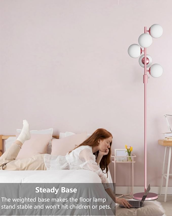 64IN Dimmable Pink Floor Lamp, Tall Standing Lamps