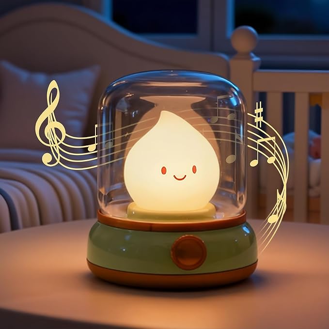 Smiley Lamp with Nature Noise, Cute Night Light & Candlelight, USB-C