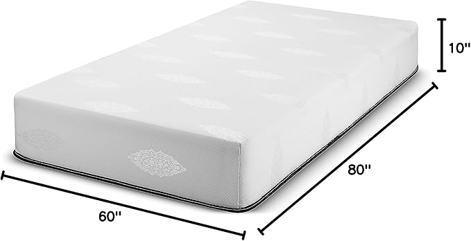 Fortnight Bedding 10 inch Queen Size Memory Gel Infused Foam Mattress with White Stretch Knit Fabric - CertiPUR-US Certified – 10 Year Warranty - Made in USA