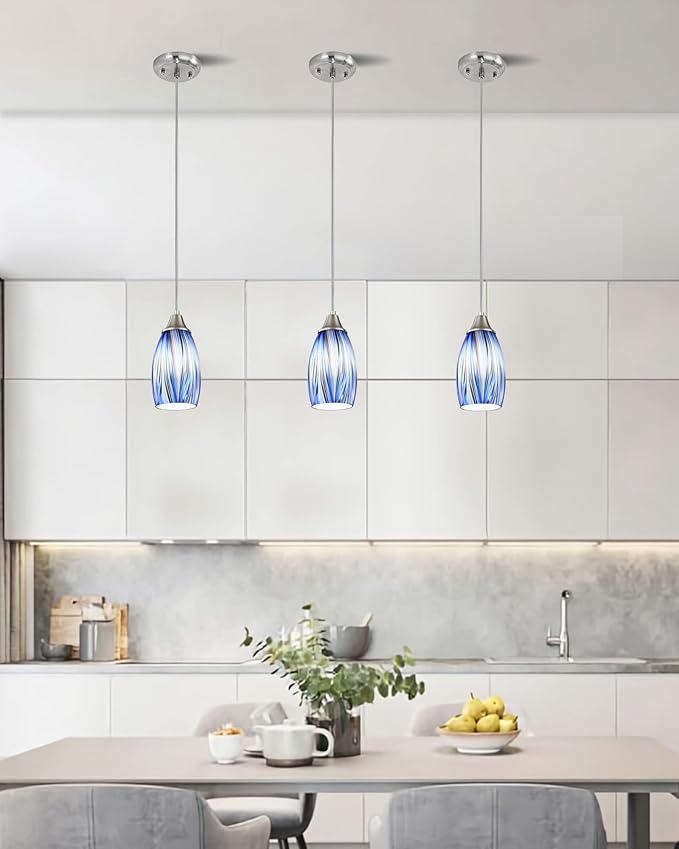 Dark Blue Glass Mini Pendant Lights