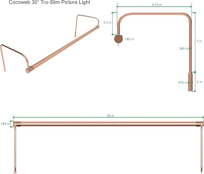 Cocoweb 30 Inch Tru-Slim Copper Picture Light