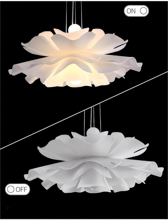 LIGHTLAND 2-Lights Acrylic Flower Pendant Light, Modern Minimalist Creative