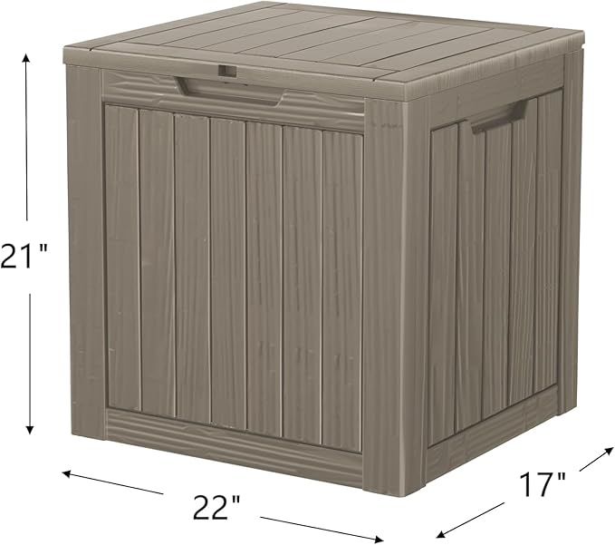 30 Gallon Waterproof Deck Box, Lockable Resin Storage Box for Patio Furniture Cushions Garden Tools and Outdoor Delivery Storage, Coffee
