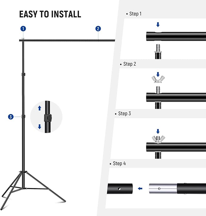 Neewer Photo Studio Backdrop Support System, 10ft/3m Wide 6.6ft/2m High