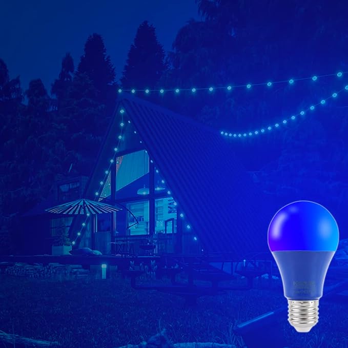 KINUR Blue LED Light Bulb, A19 9W 120V E26 Medium Base Non-Dimmable