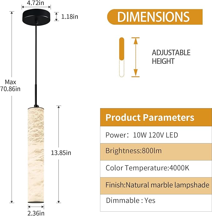LMQNINE Natural Alabaster Pendant Lights