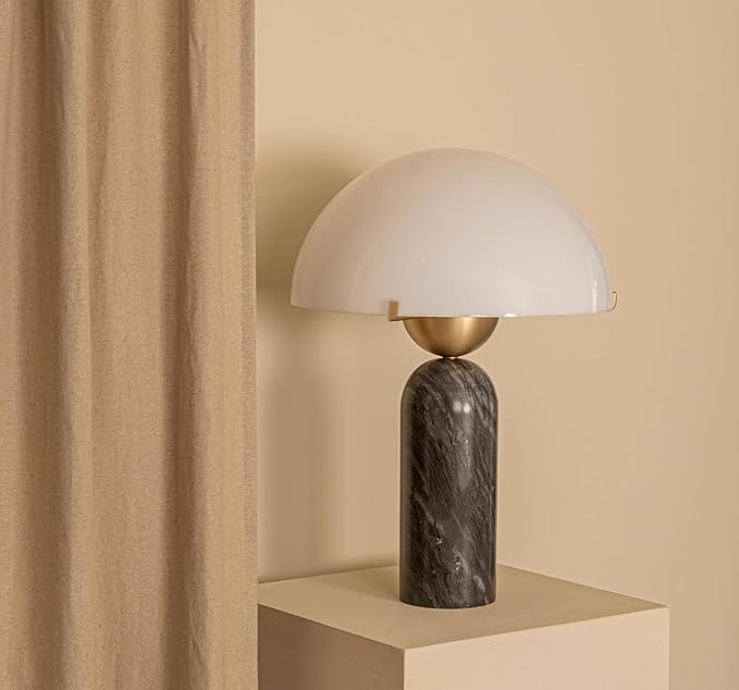 Modern Dome Shaped Table Lamp Mid-Century Accent Lamp Black Marble Desk Lamp