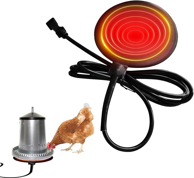 Freeze Proof Chicken Heater, Silicone Poultry Water Pad, 5.9 Inch 20W Heating with Long Cord, Quick Warm Poultry Accessory, Farm Equipment Fixture, Winter Water Solution for Outdoor Livestock