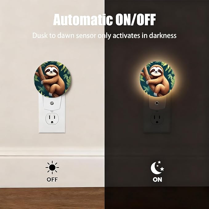 Plug-in Cute Sloth Night Light Tropical Jungle Nightlight