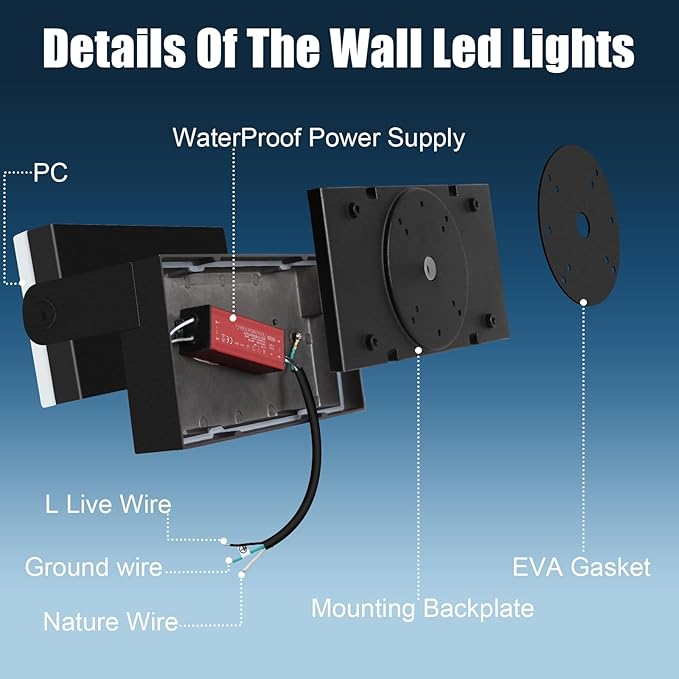 40W Outdoor Wall Light 360 °Rotatable Led Wall Pack Light, 5000K 4000LM Super