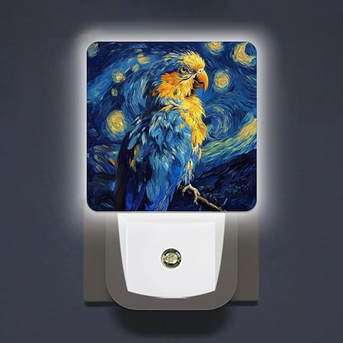 LED Night Lights Plug into Wall, Starry Night Parrot Decorative Night Lights