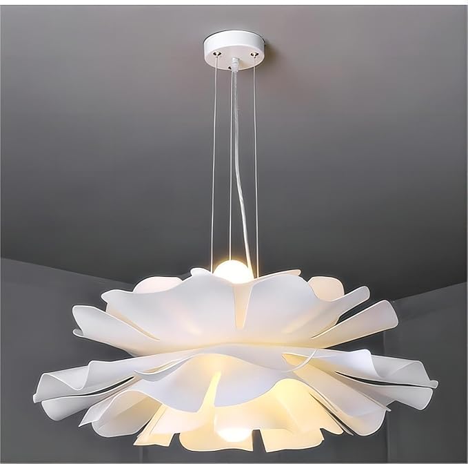 LIGHTLAND 2-Lights Acrylic Flower Pendant Light, Modern Minimalist Creative