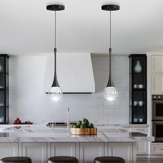 Modern Pendant Lights for Kitchen Island LED Dimmable Crystal Glam Ceiling