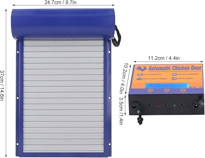 EVTSCAN Automatic Chicken Coop Door Opener with Timer - Automatic Control and Solar Powered Chicken Door, Aluminum Chicken Coop Accessories for Protecting Chicken