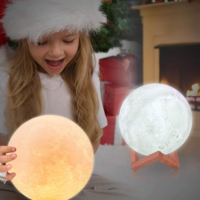 LOGROTATE Moon Lamp, 3D Printing 16 Colors LED Night Light, Moon Light
