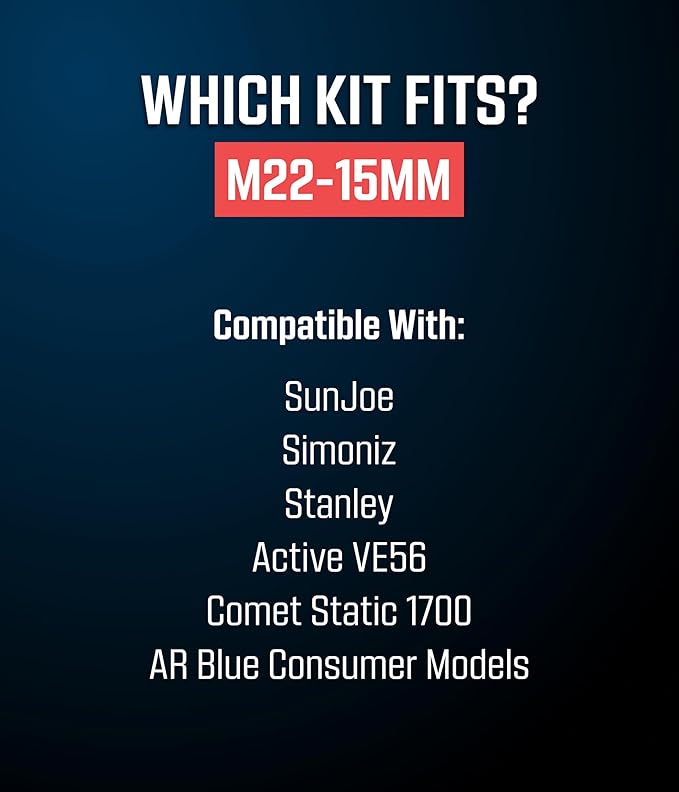 McKillans® M22-15mm Pressure Washer Quick Connect Kit, M22-15mm to 3/8" Male Female Quick Disconnect Kit for Power Washer (Stainless Steel)