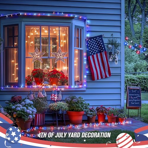 400 LED Red White and Blue String Lights Outdoor (132 Foot)