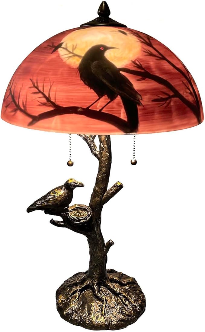 Bieye L10969 Ravens Sitting on Bare Tree Branch Against Full Moon Hand-Painted