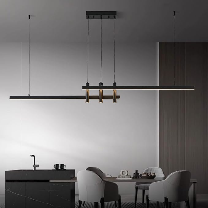71" Black Linear LED Pendant Light Dimmable