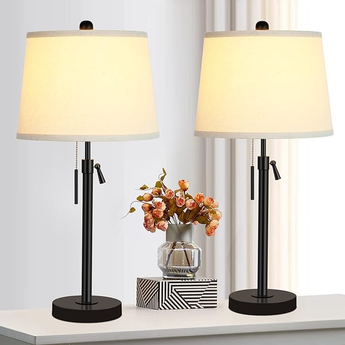 Bedside Table Lamps Set of 2: Tall Black Table Lamps