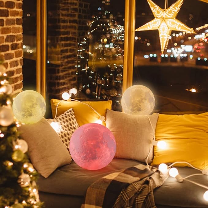 LOGROTATE Moon Lamp, 3D Printing LED 16 Colors Moon Light, Decorative Lights